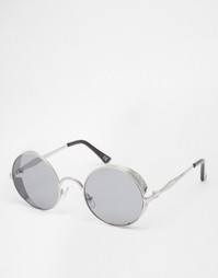 Круглые солнцезащитные очки из серебристого металла Jeepers Peepers
