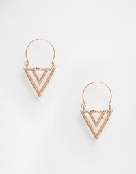 Серьги-кольца с коваными треугольниками ASOS - Розовое золото