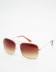 Золотистые солнцезащитные очки ASOS Navigator - Золотой