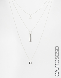 Ожерелье в несколько рядов ASOS CURVE - Серебряный