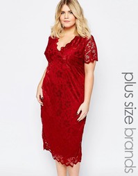 Кружевное платье миди Goddiva Plus - Красный