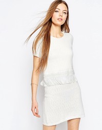 Короткое трикотажное приталенное платье в два слоя с бахромой ASOS