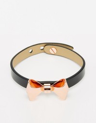 Браслет в кожаном стиле с бантиком Ted Baker - Черный