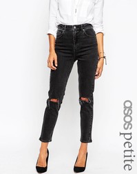 Черные выбеленные джинсы слим в винтажном стиле ASOS PETITE Farleigh