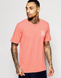 Футболка с логотипом на спине HUF - Розовый