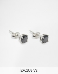 Серебряные серьги-гвоздики с черным камнем Reclaimed Vintage 4 мм