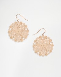 Серьги с филигранными подвесками-дисками ASOS - Розовое золото