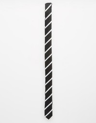Монохромный узкий галстук в полоску ASOS - Черный
