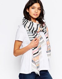 Oversize-шарф в разноцветную полоску Pieces