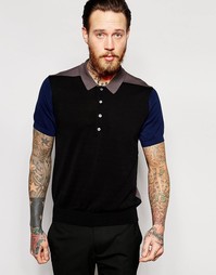 Вязаное поло с контрастными вставками PS Paul Smith - Черный