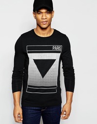 Облегающий лонгслив с принтом Paris ASOS - Черный
