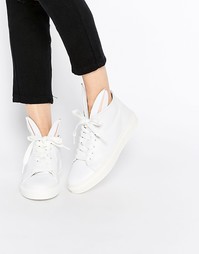 Белые кожаные кроссовки с кроличьими ушками Minna Parikka - Белый