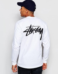 Лонгслив с принтом на спине Stussy - Белый