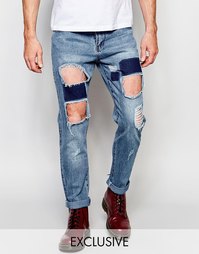 Прямые потертые джинсы стираного синего цвета Liquor &amp; Poker