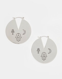 Гравированные серьги‑кольца 40 мм ASOS - Античный серебряный