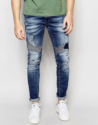 Винтажные узкие джинсы с потертостями Replay Zaldok