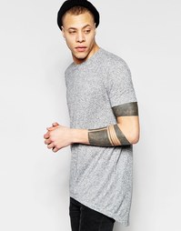 Длинная футболка из ткани с добавлением льна ASOS - Серый
