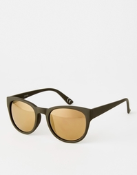 Солнцезащитные очки в толстой круглой оправе цвета хаки ASOS - Хаки