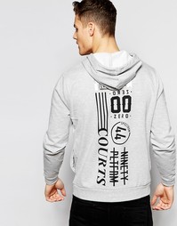 Серое худи с принтом на груди и сзади ASOS - Серый меланж