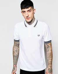 Футболка-поло узкого кроя в горошек Fred Perry - Белый