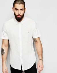 Хлопковая рубашка зауженного кроя с короткими рукавами Farah - Экрю