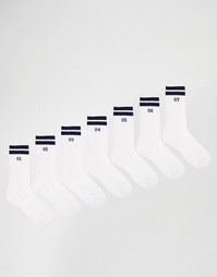 Набор из 7 пар спортивных носов с цифрами ASOS - Белый