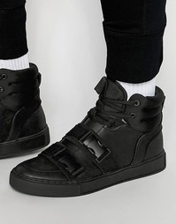 Высокие черные кроссовки с ремешками и пряжками Dark Future - Черный