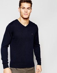 Темно-синий джемпер с V‑образным вырезом Tommy Hilfiger - Темно-синий