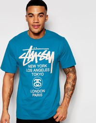 Футболка Stussy World Tour - Синий