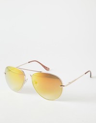 Золотистые солнцезащитные очки-авиаторы ASOS - Золотой