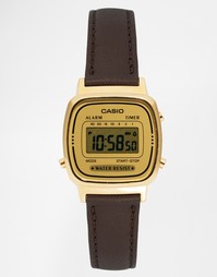 Цифровые часы с кожаным ремешком Casio LA670WEGL-9EF - Коричневый