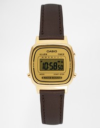 Цифровые часы с кожаным ремешком Casio LA670WEGL-9EF - Коричневый