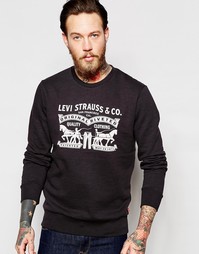 Свитшот с круглым вырезом и 2 лошадьми на логотипе Levi's - Черный Levi's®