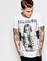 Футболка с изображением девушки с татуировками Religion - Белый