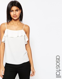 Топ из крепа с оборками ASOS TALL - Слоновая кость