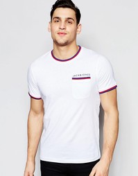 Футболка в стиле ретро с принтом на груди Jack &amp; Jones - Белый