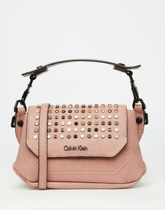 Небольшая сумка на плечо с заклепками Calvin Klein - Молочный коралл