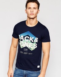 Футболка с принтом спереди Jack &amp; Jones - Темно-синий