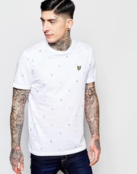 Белая футболка в разноцветный горошек Lyle &amp; Scott - Белый