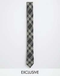 Узкий галстук в клетку Reclaimed Vintage - Серый