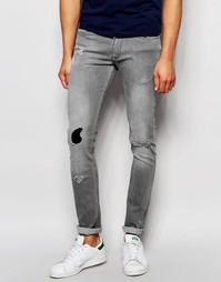 Серые джинсы скинни с заплаткой Kubban - Серый