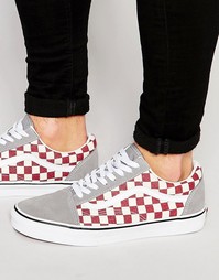 Серые парусиновые кроссовки с шахматным узором Vans Old Skool V3Z6ICJ