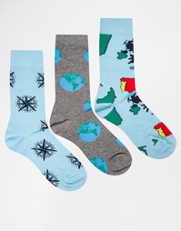 3 пары носков с принтом ASOS - Мульти