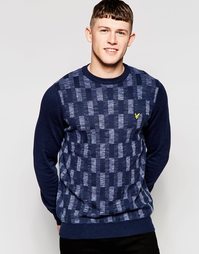 Меланжевый джемпер с круглым вырезом Lyle &amp; Scott - Синий