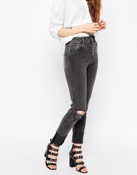 Серые джинсы в винтажном стиле с прорехами ASOS FARLEIGH - Серый