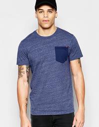 Синяя меланжевая футболка с круглым вырезом G-Star Riban