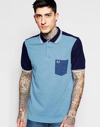 Приталенная футболка-поло колор блок Fred Perry - Синий меланж