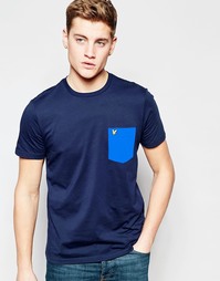 Темно-синяя футболка с контрастным карманом Lyle &amp; Scott - Темно-синий