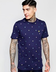 Темно-синяя футболка в разноцветный горошек Lyle &amp; Scott - Темно-синий