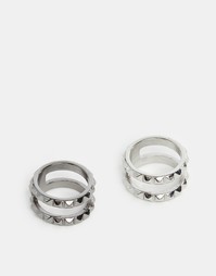 Набор колец из разных металлов с шипами ASOS - Мульти